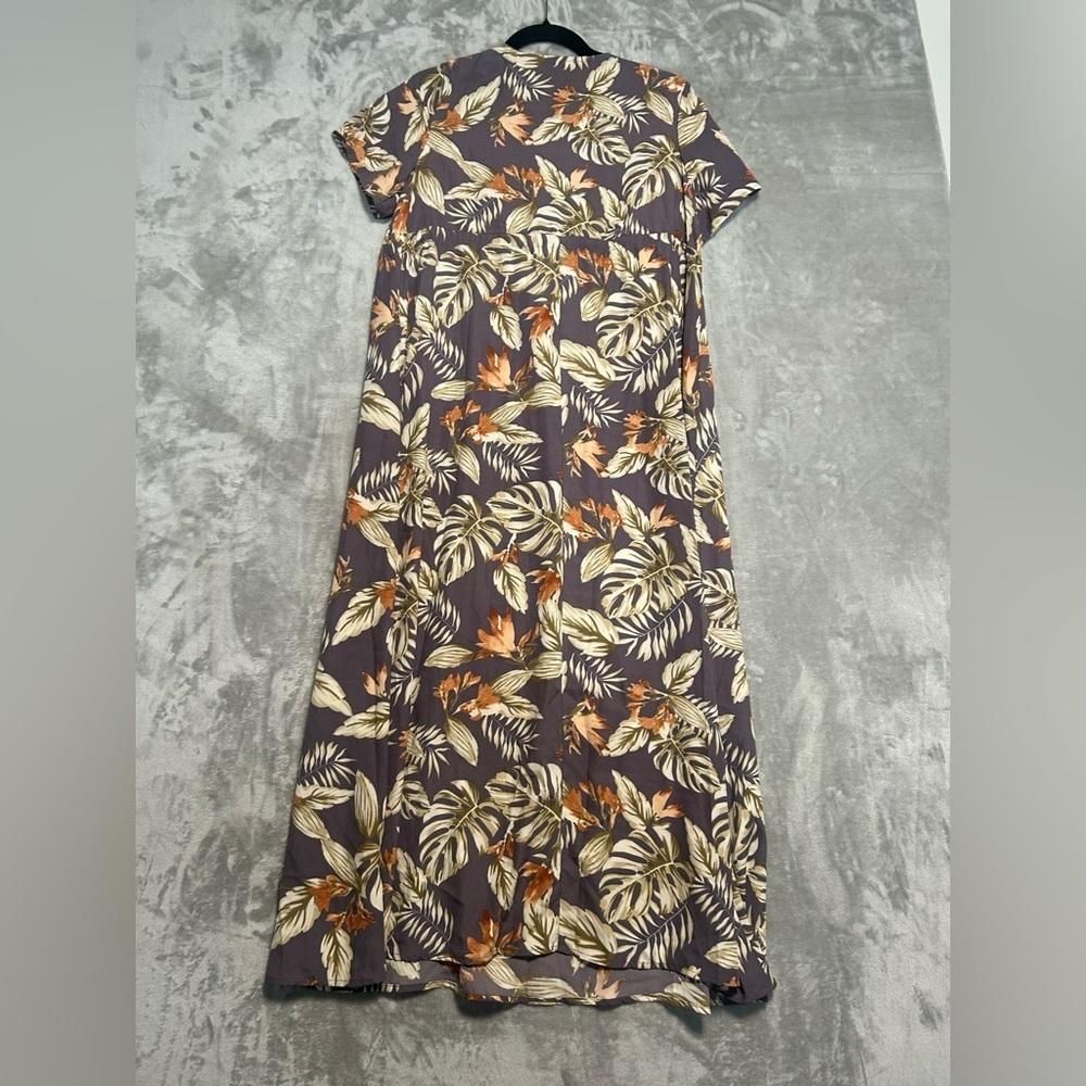 Hopely Maxi Dress Women’s Large Cap Sleeve Purple Floral Hawaiian Tropical - Picture 2 of 6